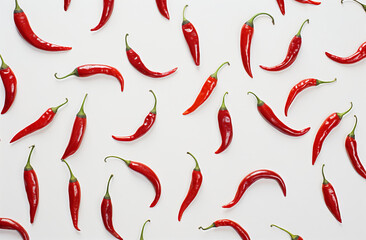 red chillies on a white background