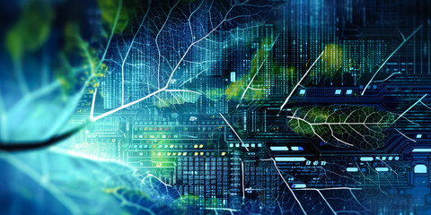 Obraz premium Wearable plant sensor systems.agricultural biotechnology.gmo or genetic code edit.big data tracking processing,biology engineering
