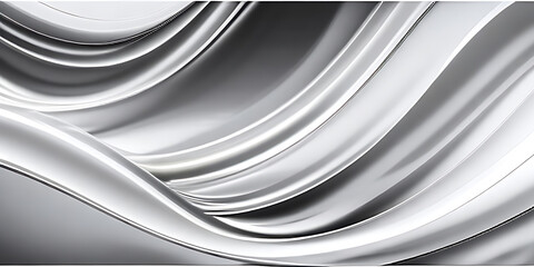 Abstract Silver Wave, chrome banner, platinum copy space, metal motion, grey liquid, white gradient glow, shiny material, smooth motion. Abstract design for copy space text.