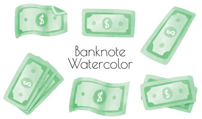 Banknote watercolor collection vector
