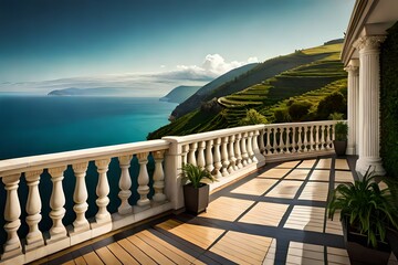 balcony of a building with sea view