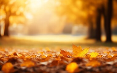 Naklejka na ściany i meble A Golden Landscape of Autumn Foliage. Generative AI