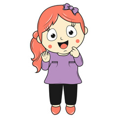 cute little girl cartoon illustration