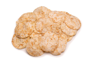 Rice chips isolated on white background.