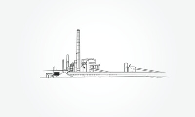 Single color graphic of a coal-fired power station