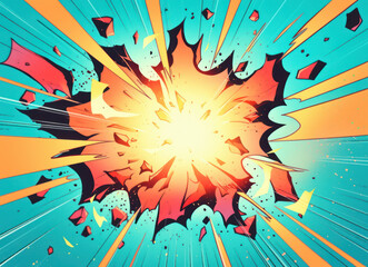 Pop art comic book explosion. Generative AI