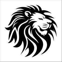 Lion Head Monochrome Logo Element, Black color isolated on white 
