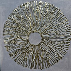 Abstract textured golden circle painting 