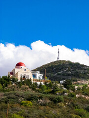 Small orthiodox Church and Tsiarta mountain in a background. Cyprus