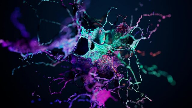 Abstract particles explosion, splash. 3d animation. 