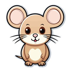 Mouse sticker design graphic, cute happy kawaii style, colorful, clear outline, vector