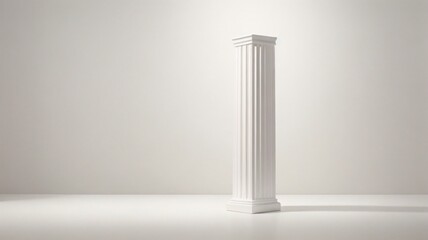 white glossy square column in white space