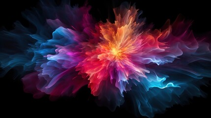  a multicolored flower on a black background with a black background.  generative ai