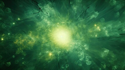  a green and yellow abstract background with lots of small objects.  generative ai