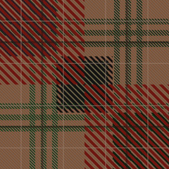 Tartan pattern,Scottish traditional fabric seamless Christmas tone, green and red background