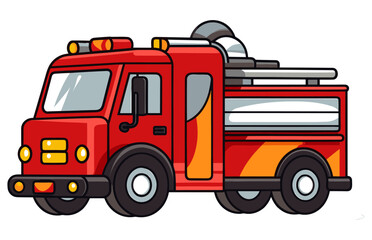 Fire Truck vector Illustration, Red Fire Truck emergency vehicle