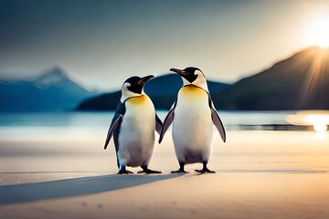 Obraz premium penguin on the beach