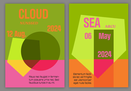 Flyer A4 Template with Simple Overlapping Geometrical Shapes Flat Color