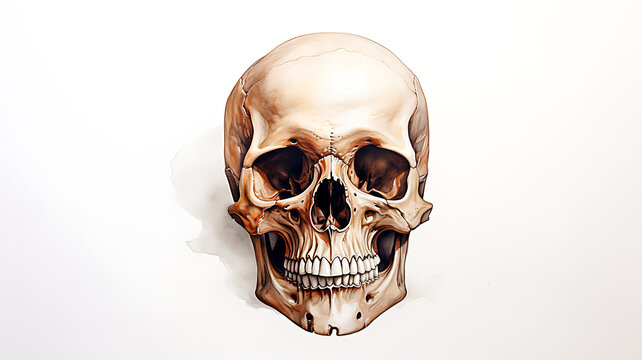 watercolor painting of skeleton