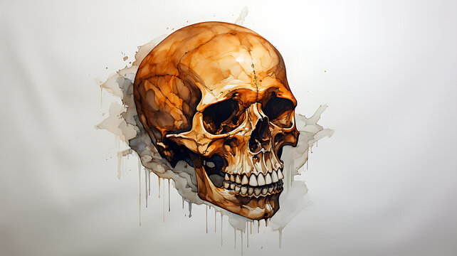 watercolor painting of skeleton