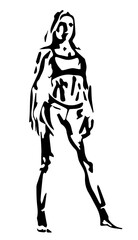 Fototapeta na wymiar Outline of a girl in a sports uniform. Silhouette of a woman