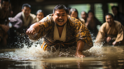 sumo guy in the water