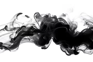 Foto op Aluminium Black smoke on a white background © Inlovehem