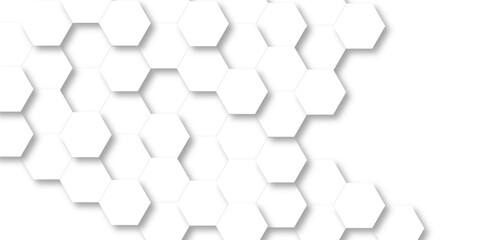 Seamless pattern of hexagons background technology with hexagons. 3d Hexagonal structure futuristic white background and Embossed Hexagon , honeycomb white Background ,light and shadow ,Vector.