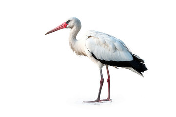 White stork isolated on white background