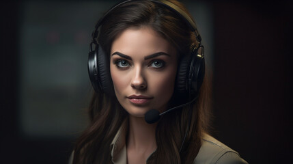 Customer Service Representative: Close-up of a Female Agent created with Generative AI Technology