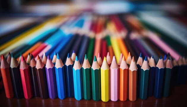 colorful creativity a spectrum of colored pencils lined up