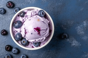 ice-cream blueberry on blue  background