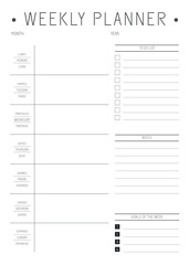 WEEKLY PLANNER MINIMAL DESIGN ORGANISER WITH TASKS, NOTES, AND GOALS