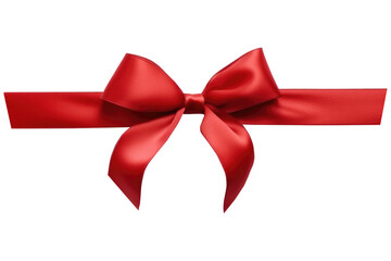 Red ribbon gift mock up isolated on transparent background. Generative Ai