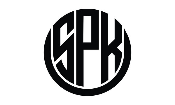 SPK shield in circle logo design vector template. lettermrk, wordmark, monogram symbol on white background.