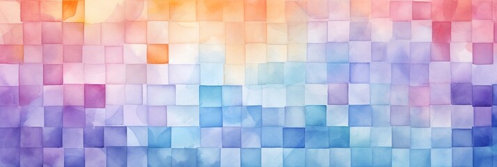 Fototapeta premium Colorful watercolor blocks illustration, background, extra wide
