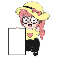 cute little girl cartoon illustration