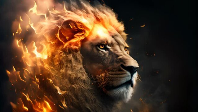 A majestic lion in a captivating close-up portrait. Generative ai