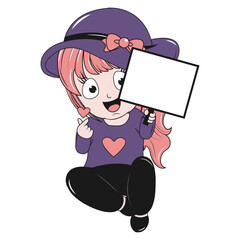 cute little girl cartoon illustration