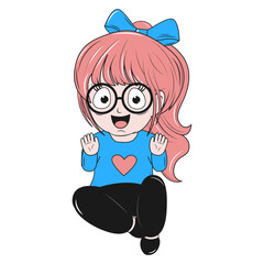 cute little girl cartoon illustration