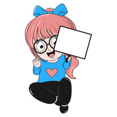 cute little girl cartoon illustration