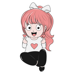 cute little girl cartoon illustration