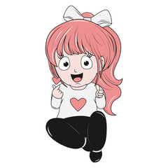 cute little girl cartoon illustration