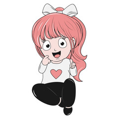cute little girl cartoon illustration