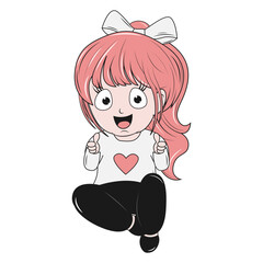 cute little girl cartoon illustration
