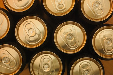 A top down shot of beer cans