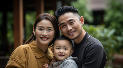 Obraz premium Thai family mother father and son little smile