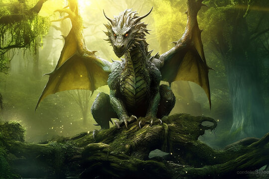 Fantasy dragon in the forest