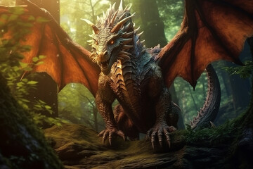 Fantasy dragon in the forest