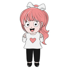 cute little girl cartoon illustration